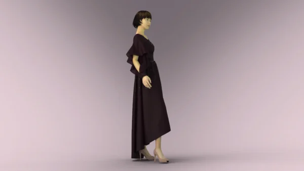 Burgundy Jeweled Evening Dress With Lace_9 فستان سهرة عنابي مرصع بالجواهر مع دانتيل