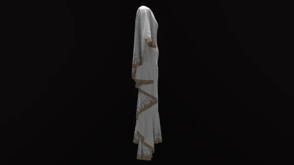 White dress with copper sequins_Custom_View_4 فستان أبيض مع ترتر نحاسي