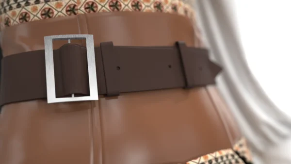 جمبسوت نسائي بزخارف بنية وأكمام بيضاء