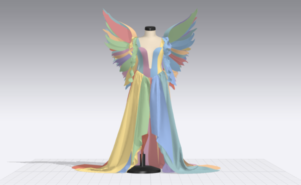 3 فستان سهرة بأجنجة ملون - CLO3D