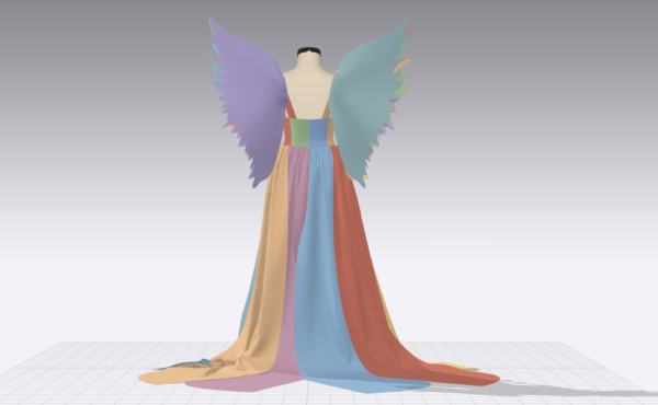 4 فستان سهرة بأجنجة ملون - CLO3D