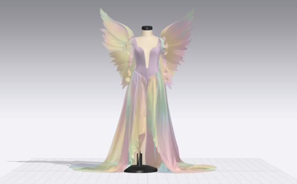 7 فستان سهرة بأجنجة ملون - CLO3D