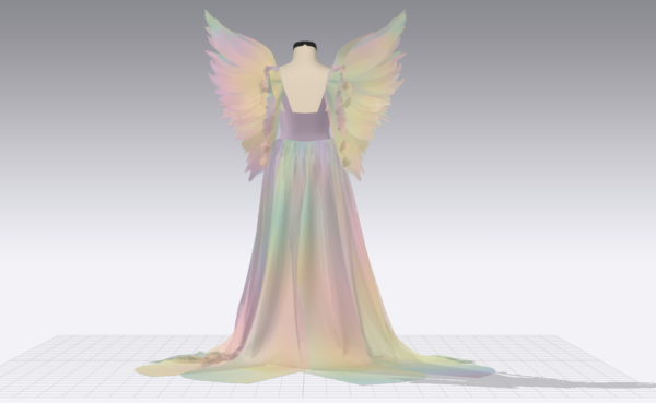 8 فستان سهرة بأجنجة ملون - CLO3D