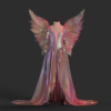 Iridescent Winged Evening Gown_Custom_View_1 فستان سهرة بأجنجة ملون - CLO3D