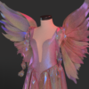 Iridescent Winged Evening Gown_Custom_View_4 فستان سهرة بأجنجة ملون - CLO3D